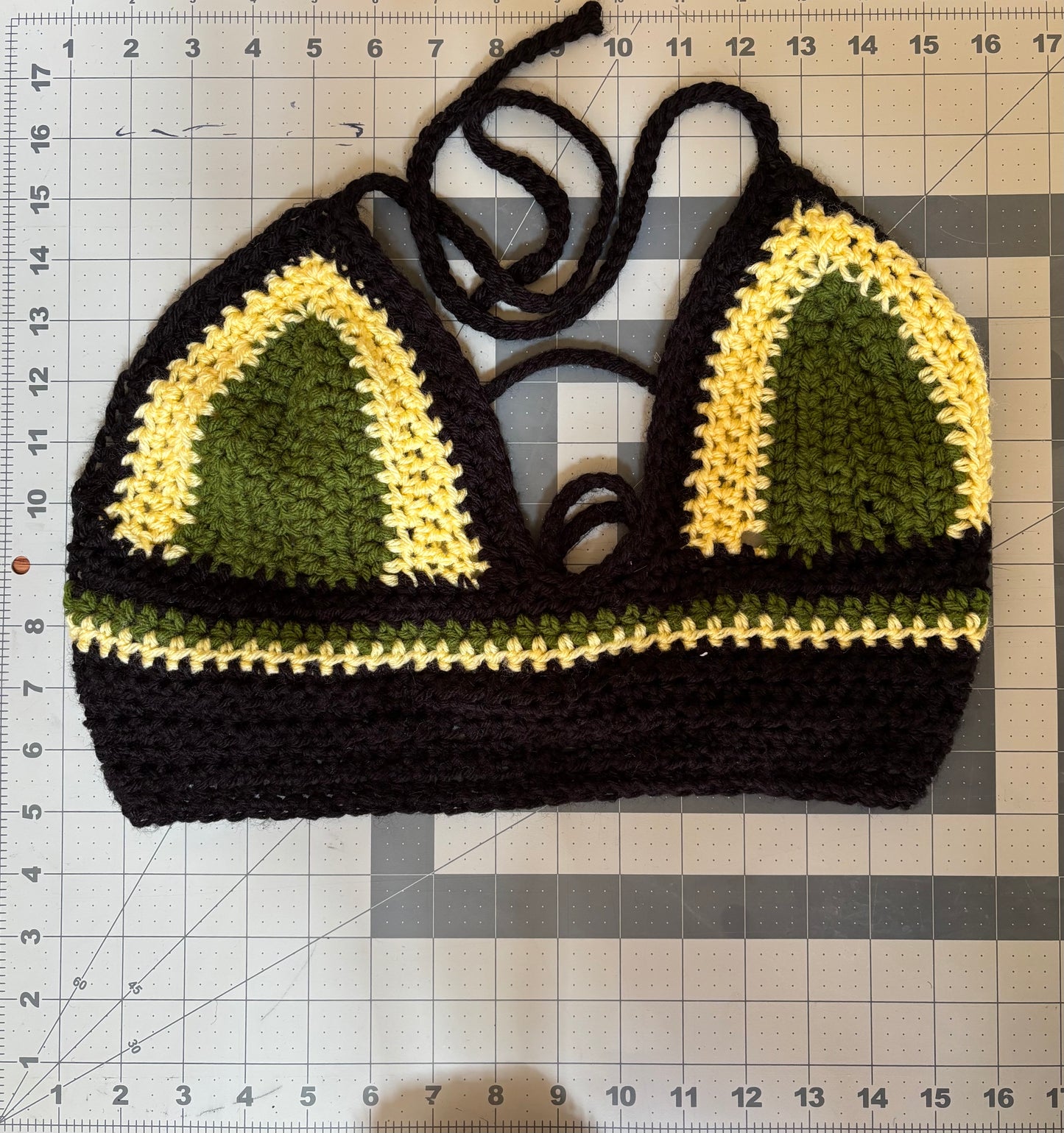 Black Yellow & Green Crop Top