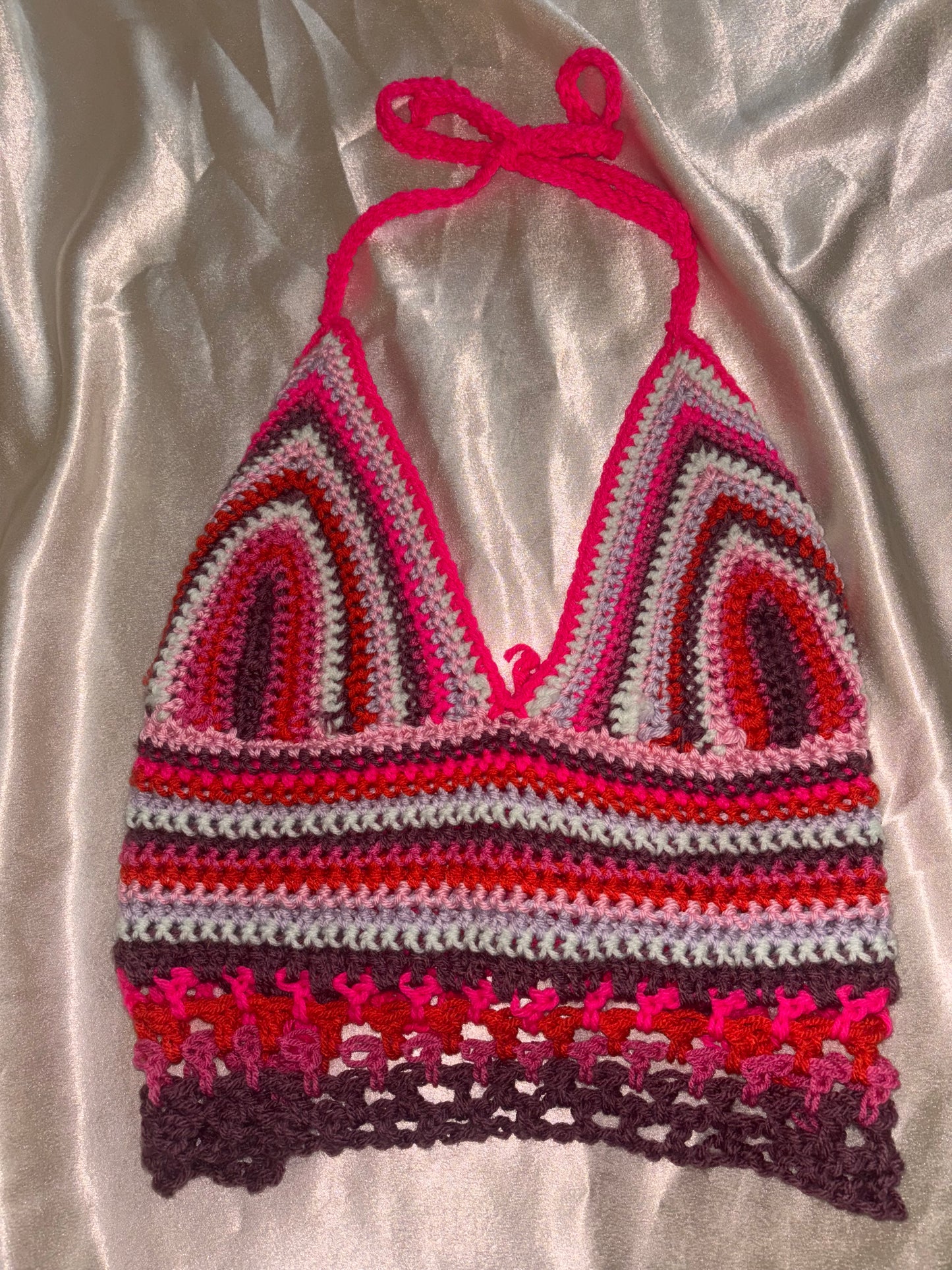 Hottie pink multicolor bikini top