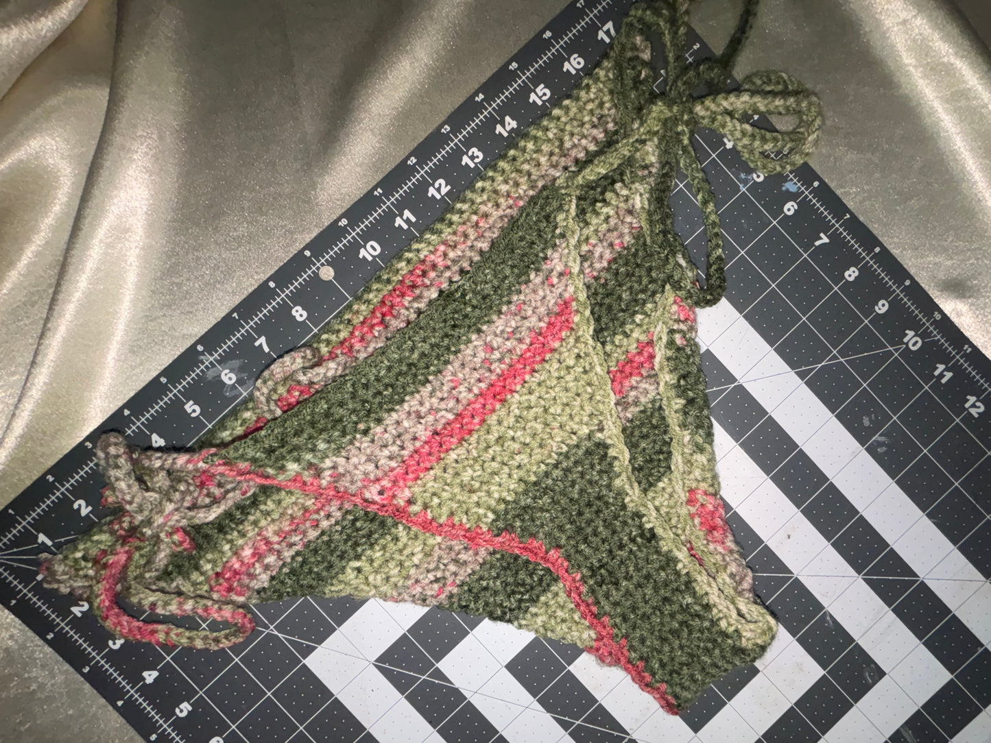 green & pink bikini bottoms