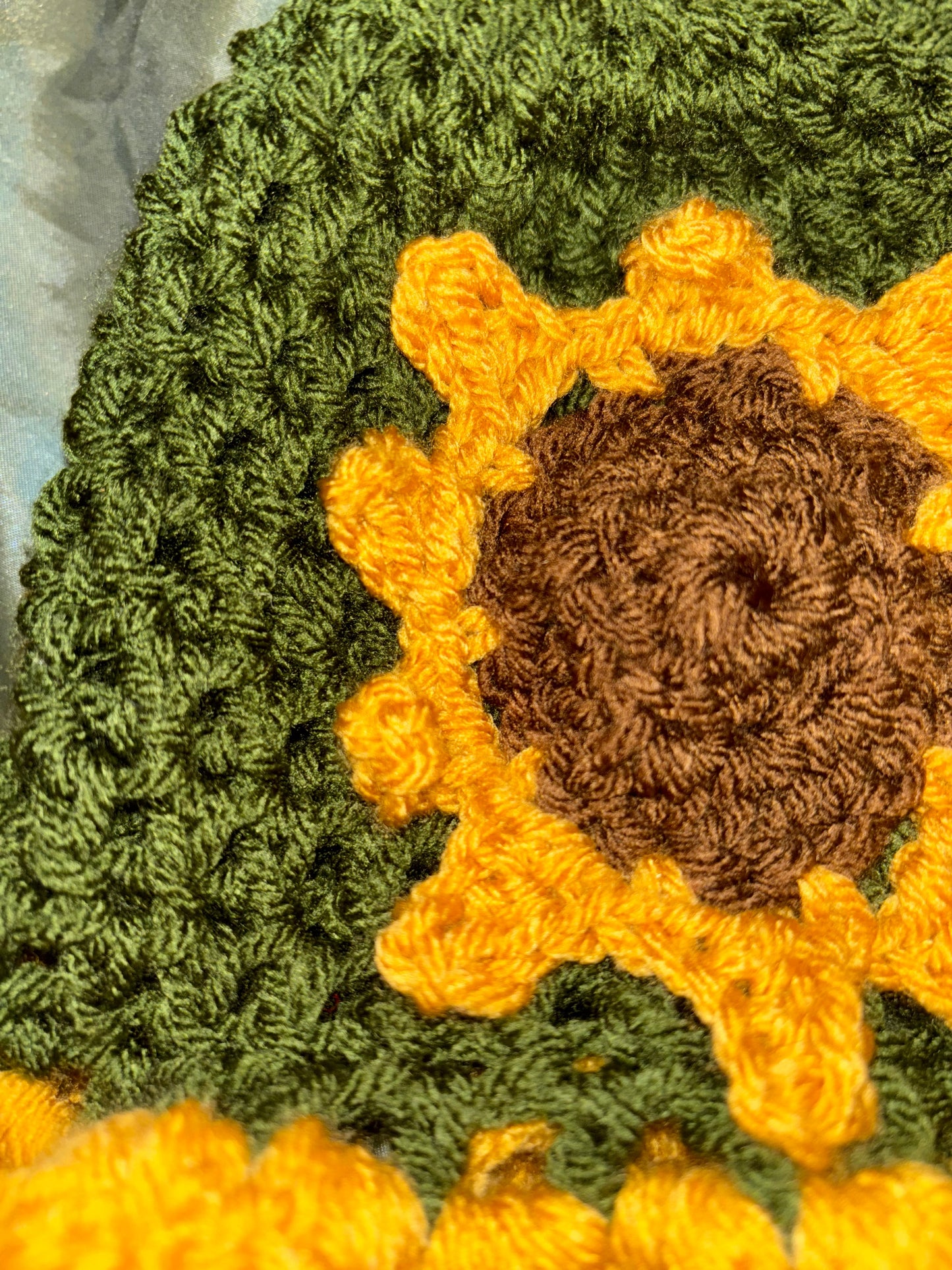 Crochet Ruffle Hat With a Sunflower