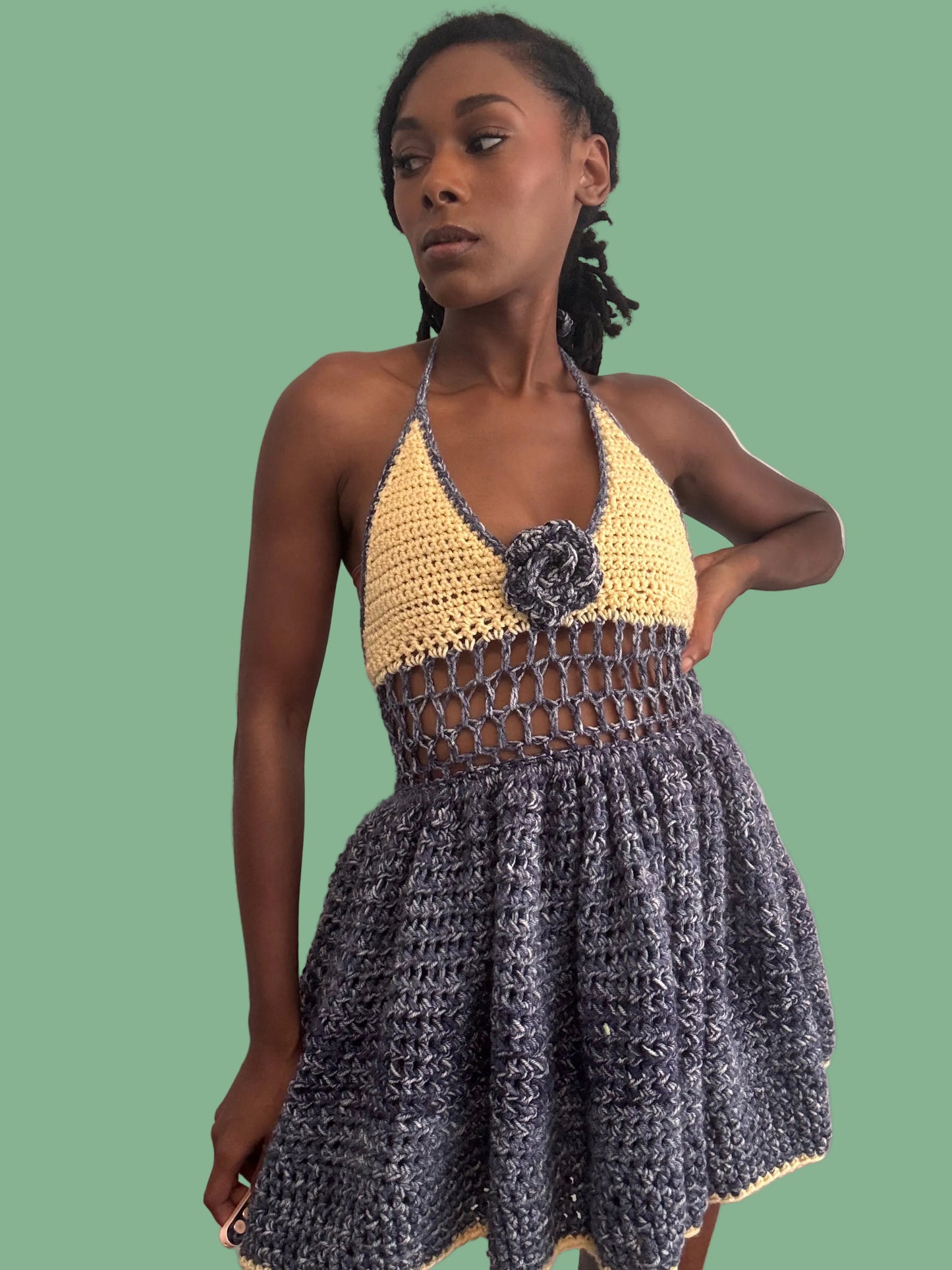 Denim Crochet Dress